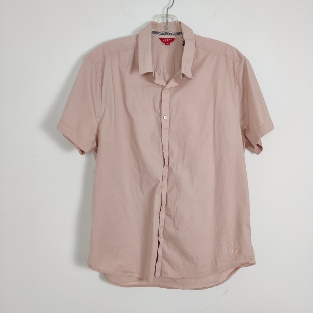 Guess Men's Pink Button Down Shirt Size XL Cotton NEW Beach Summer